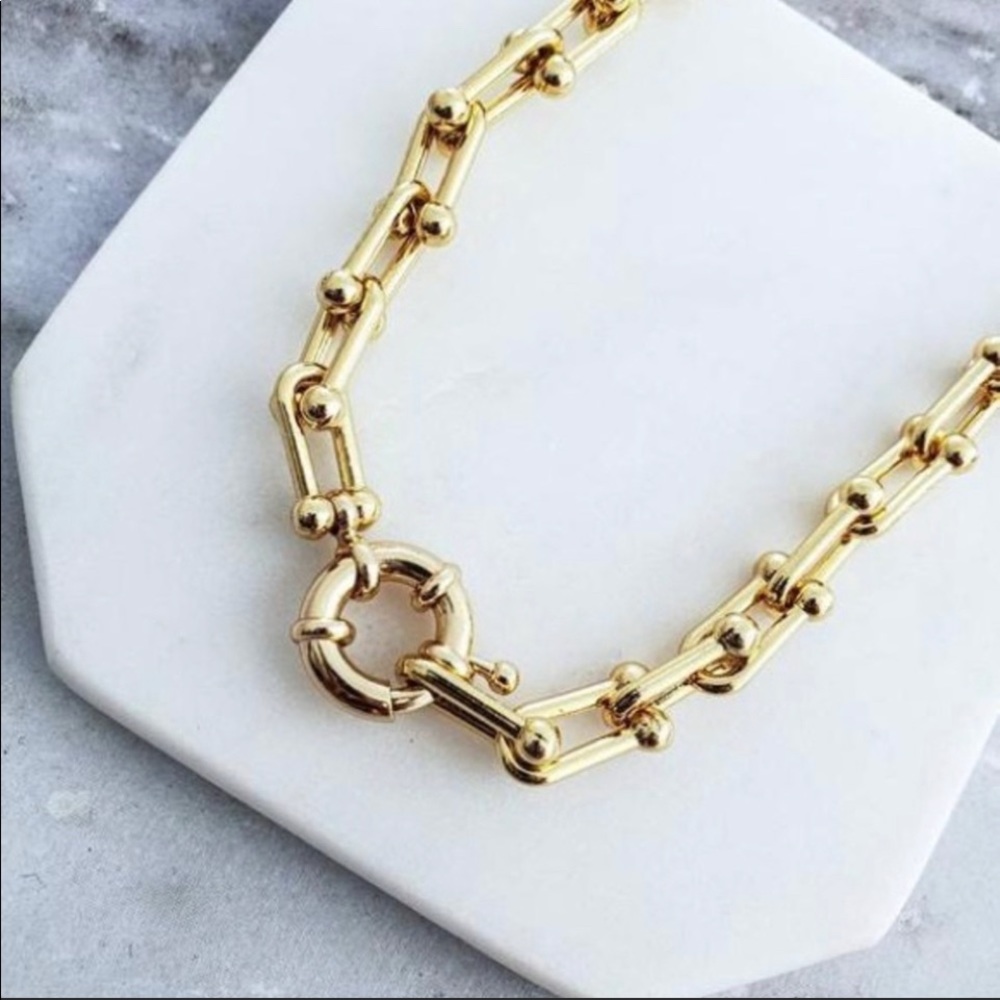 18K Gold filled U Link chain 16”